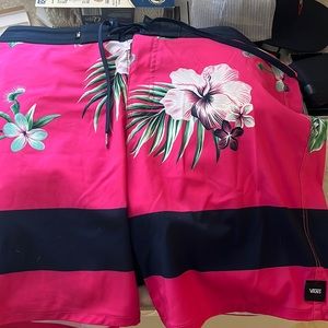 Vans board shorts, size 33, pink with big dark blue stripe